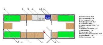 Чертеж Вагон-дом на 8 человек 8000х2500 мм