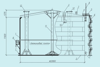 Чертеж Резервуар вертикальный РВС 5000 м3